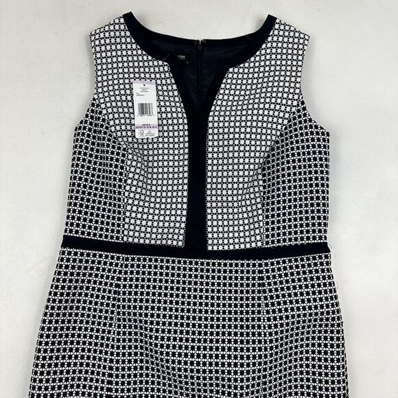 NWT Jones New York Collection Navy Blue Sheath Sleeveless Dress Sz 6 V-Neck $139 - Picture 3 of 10